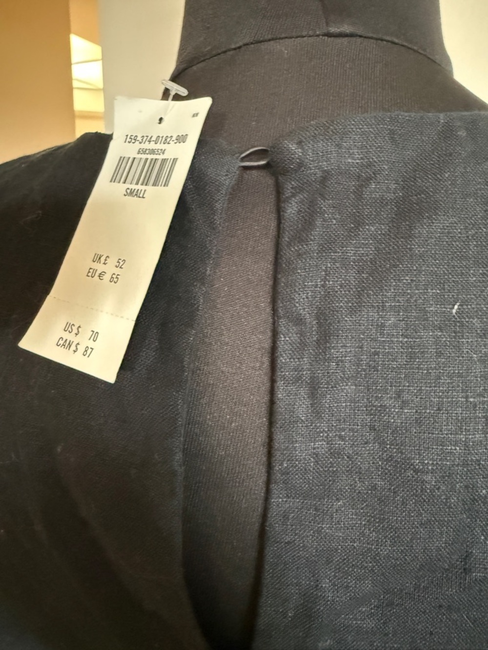 Abercrombie Black Linen Blend Shift Dress Mini Small NWT - Picture 6 of 9